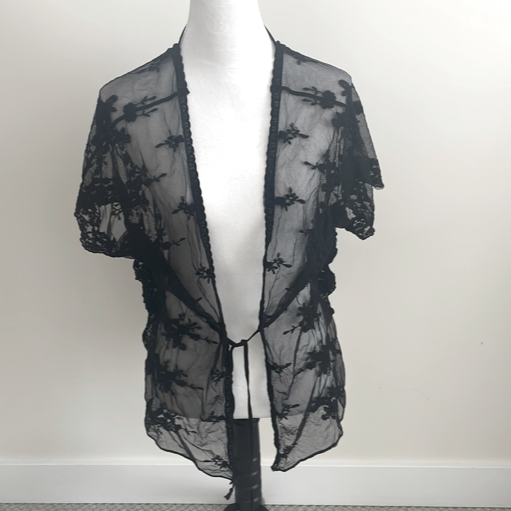 Black lace swimsuit coverup